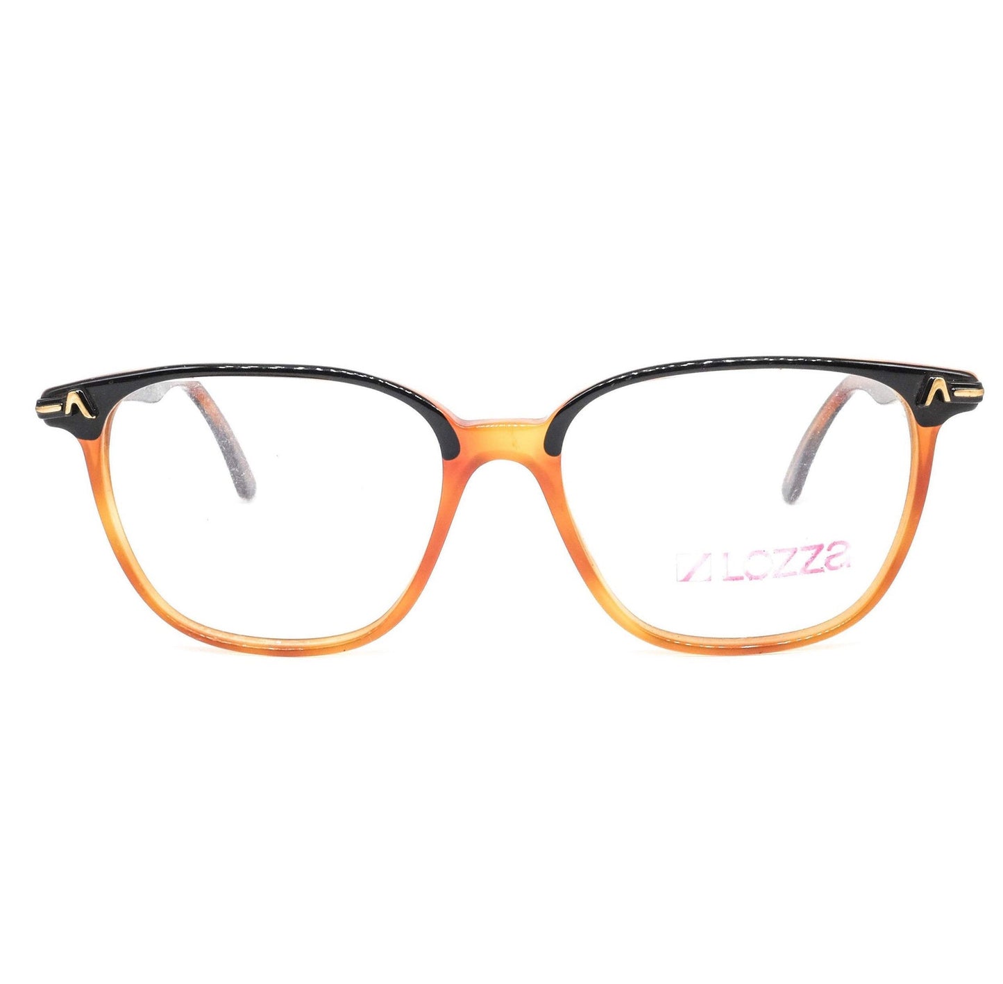 Lozza jazz brown/black  cellulose square eyeglasses frames, 1970’s  NOS Italy