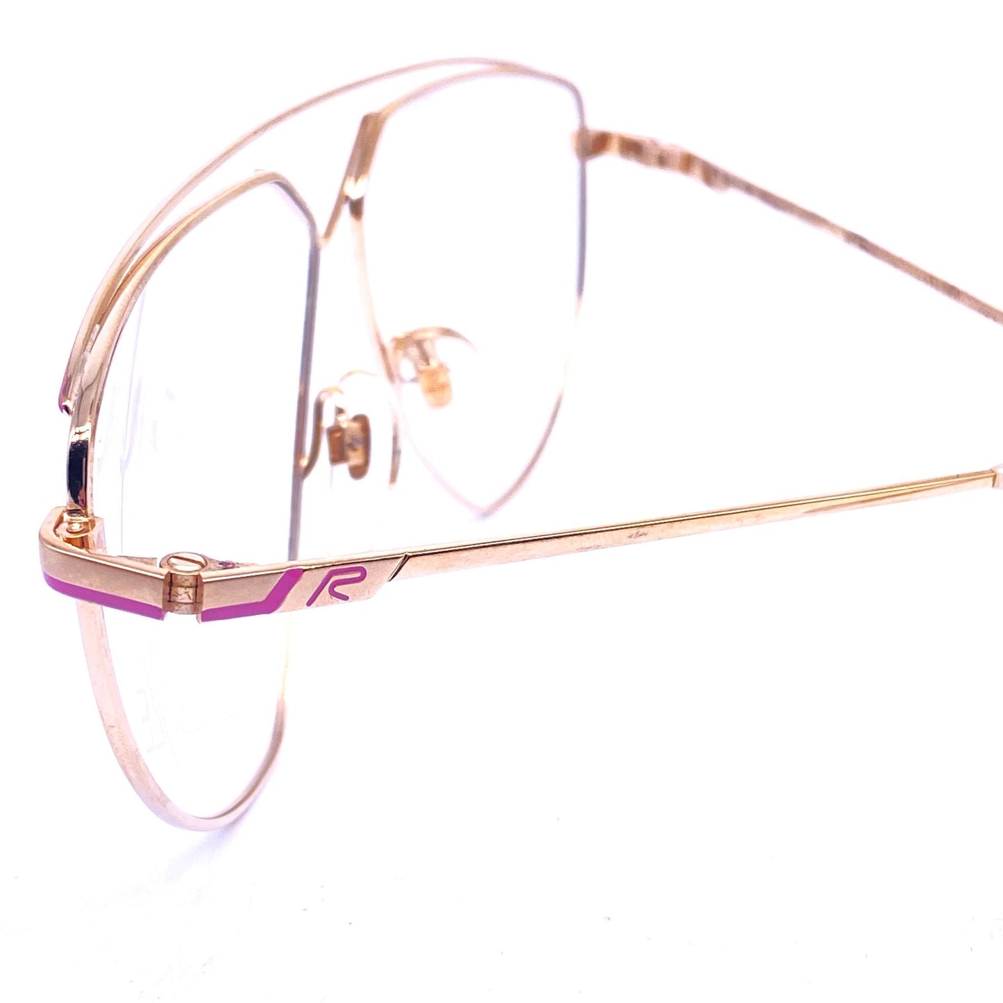 Rodenstock Lifestyle vintage aviator pink gold eyeglasses, 80s NoS germany
