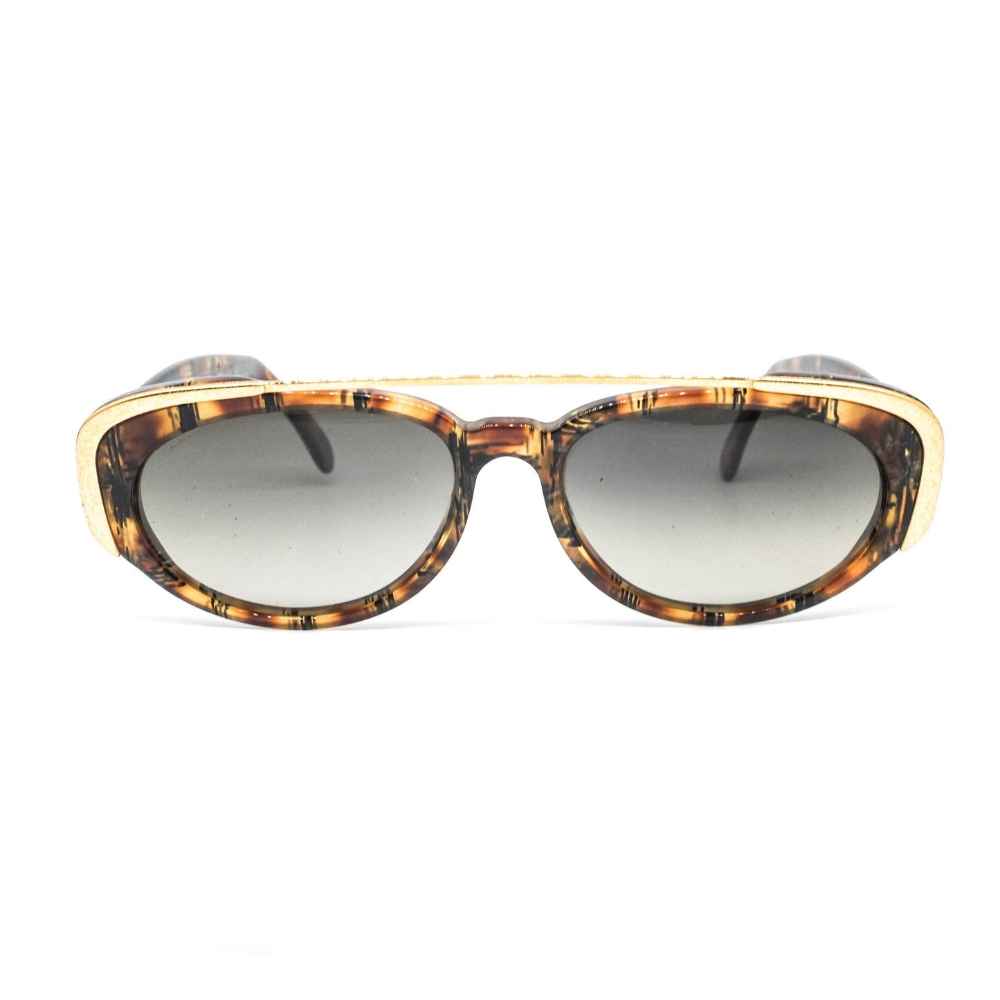 Polaroid coolest oval tortoise sunglasses w unique golden arch browline, NoS 80s Italy