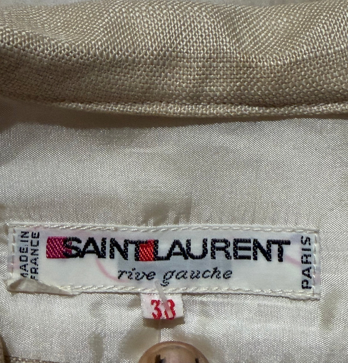 Saint Laurent Rive Gauche ecru sailor style pure linen dress made in France, 1970s, Mint Condition; sz 38- S