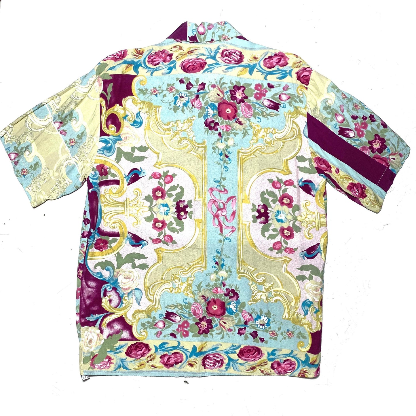 L’altroUomo baroque floral short sleeve cotton shirt, sz M, Italy 80s mint