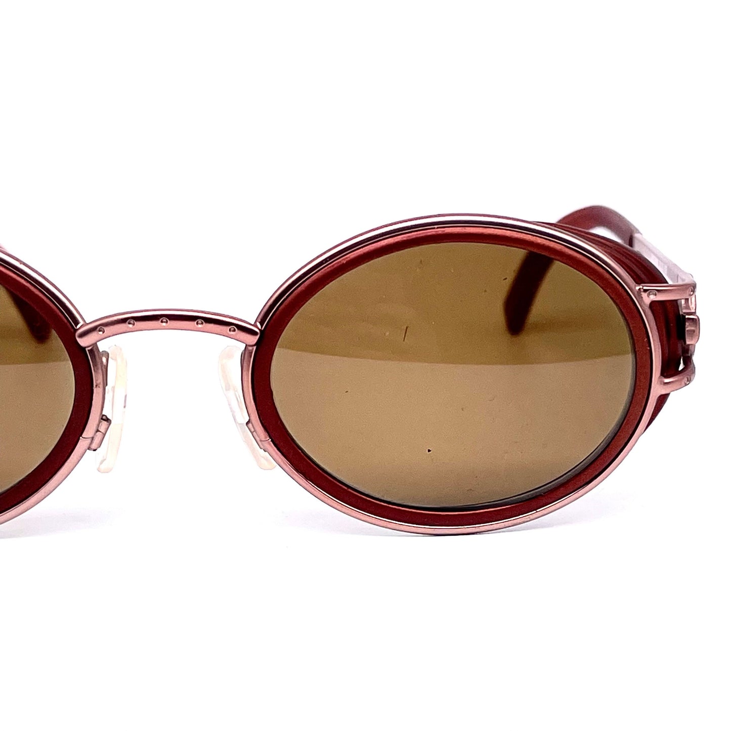 Halifax oval side shield sunglasses in copper color, pure steampunk style made in Italy NOS 90s