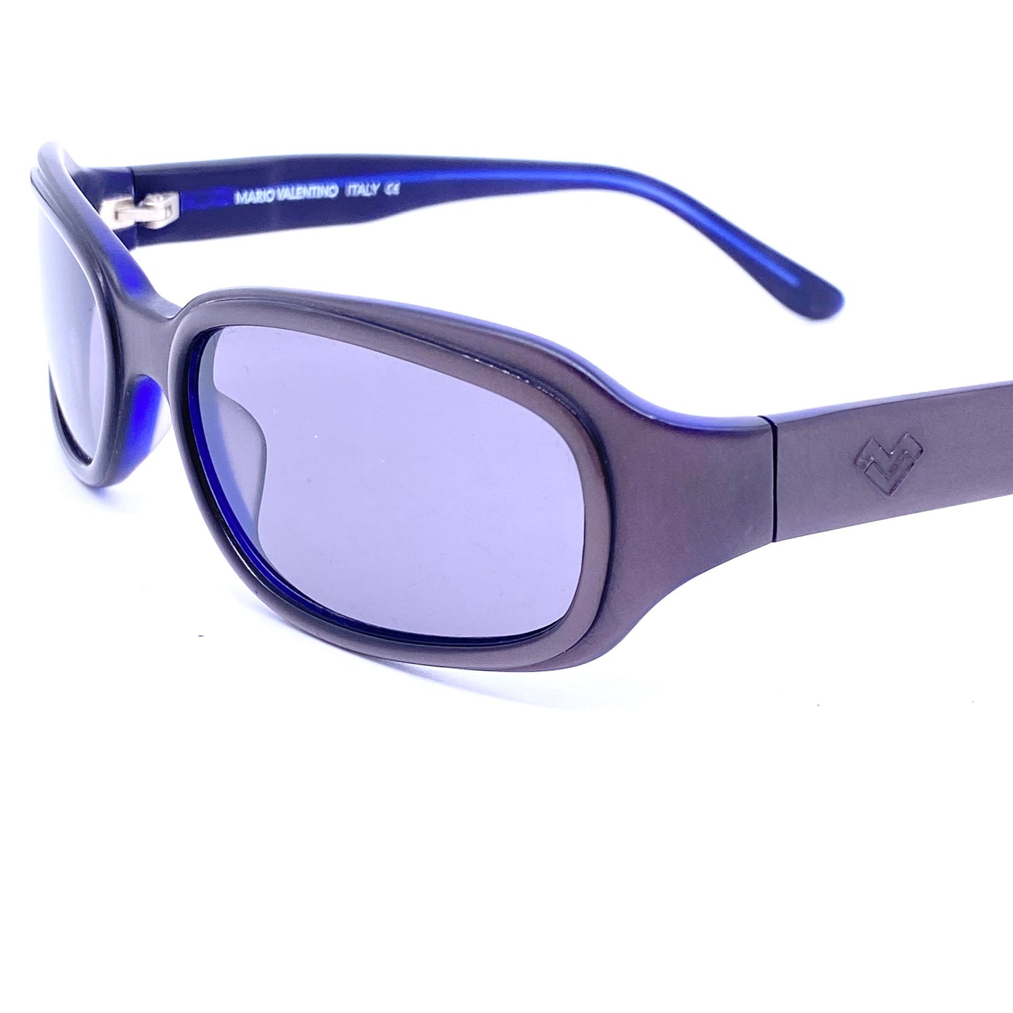 Mario Valentino MVS515 rectangular wrap shades in multilayered acetate, 3 colors NOS 90s