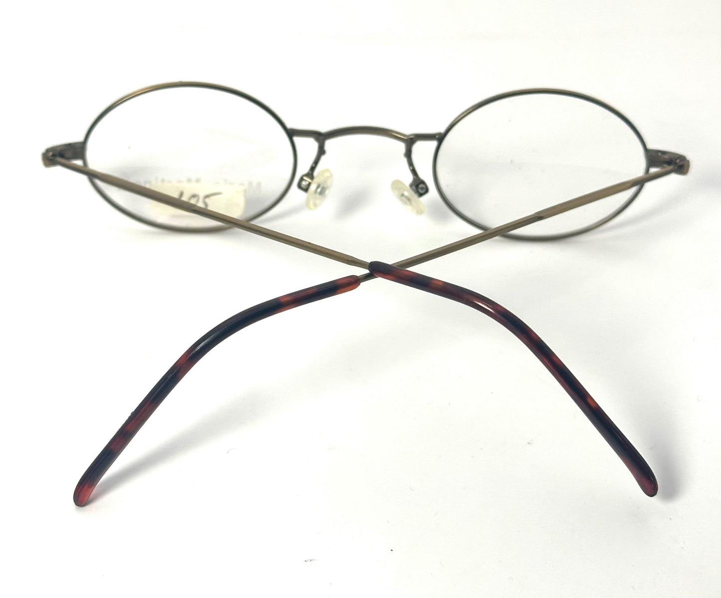 M.Martinelli antique brass retro-Victorian style small oval frames w tortoise enamel details, NOS 80s