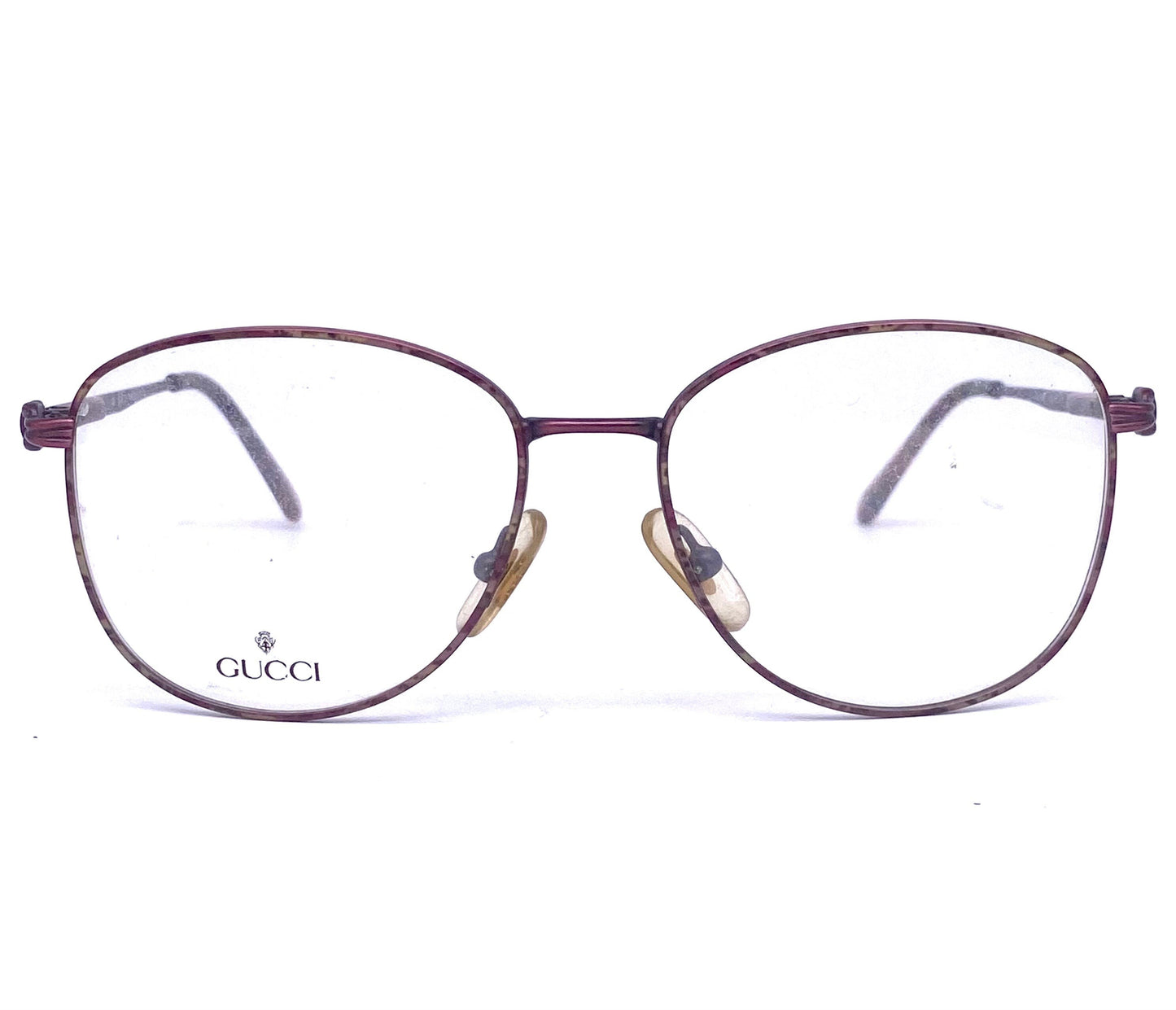 Gucci gg2299 dark purple metallic round square eyeglasses frames, 90s NOS made in Italy