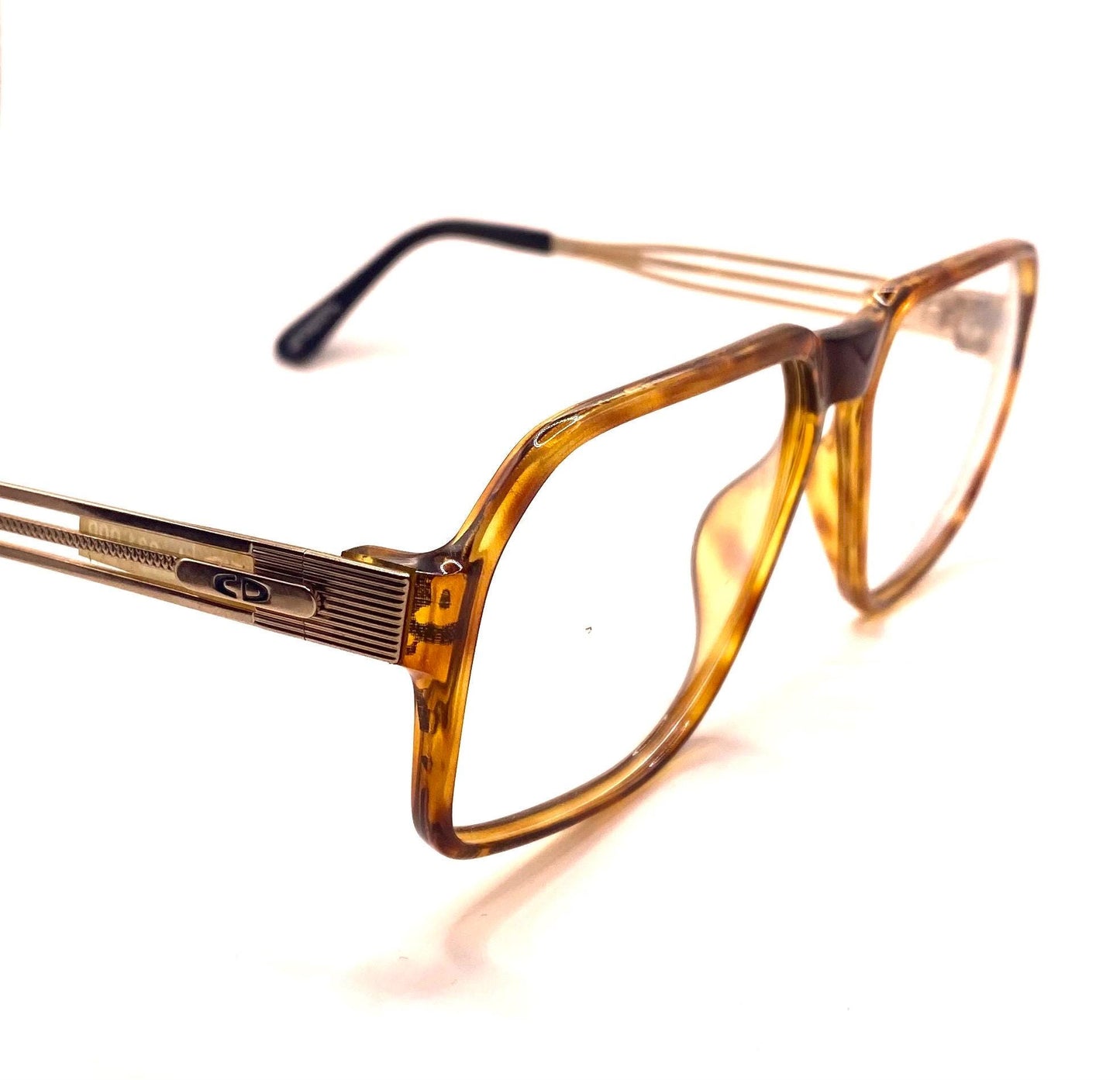 Dior Monsieur 2584 Demi blonde square aviator w golden metal temples NOS 80s Germany
