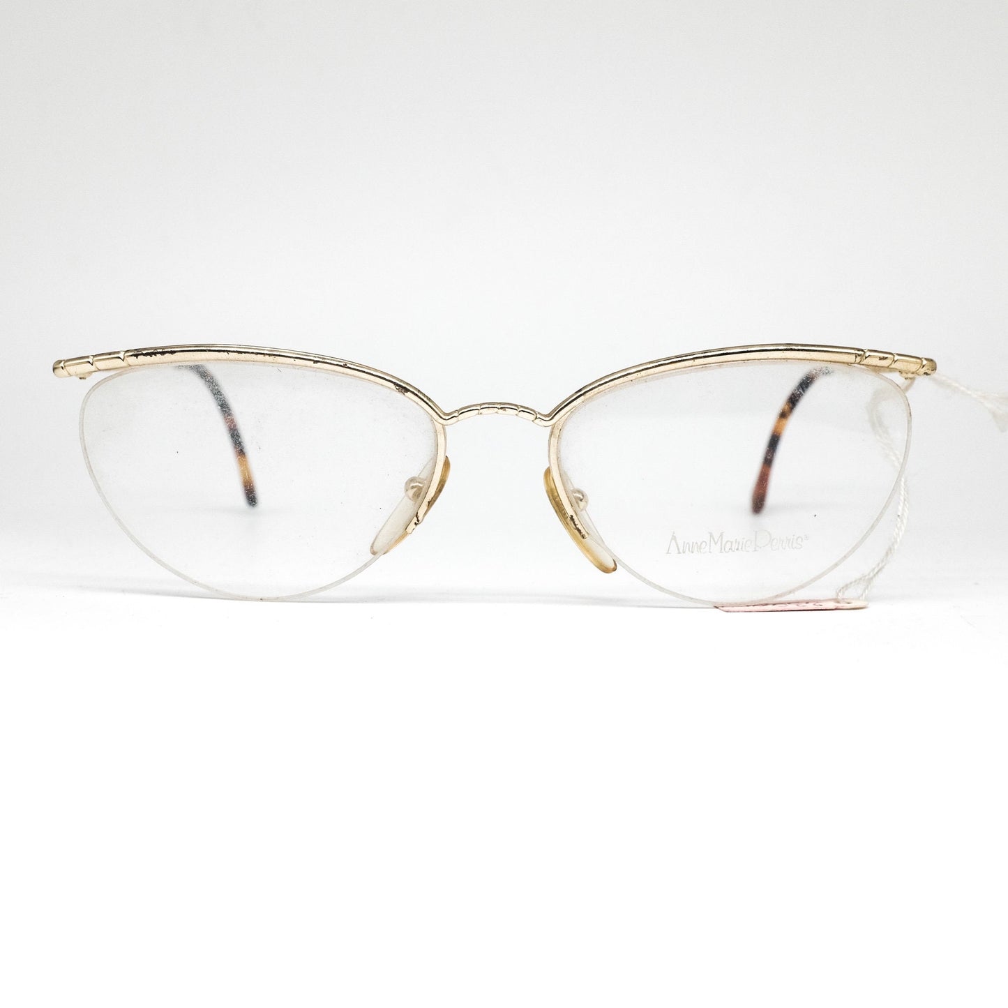 Anne Marie Perris X015 vintage lussuoso cateye dorato con spesse montature per occhiali browline placcate in oro 23k, nos anni '80 Italia