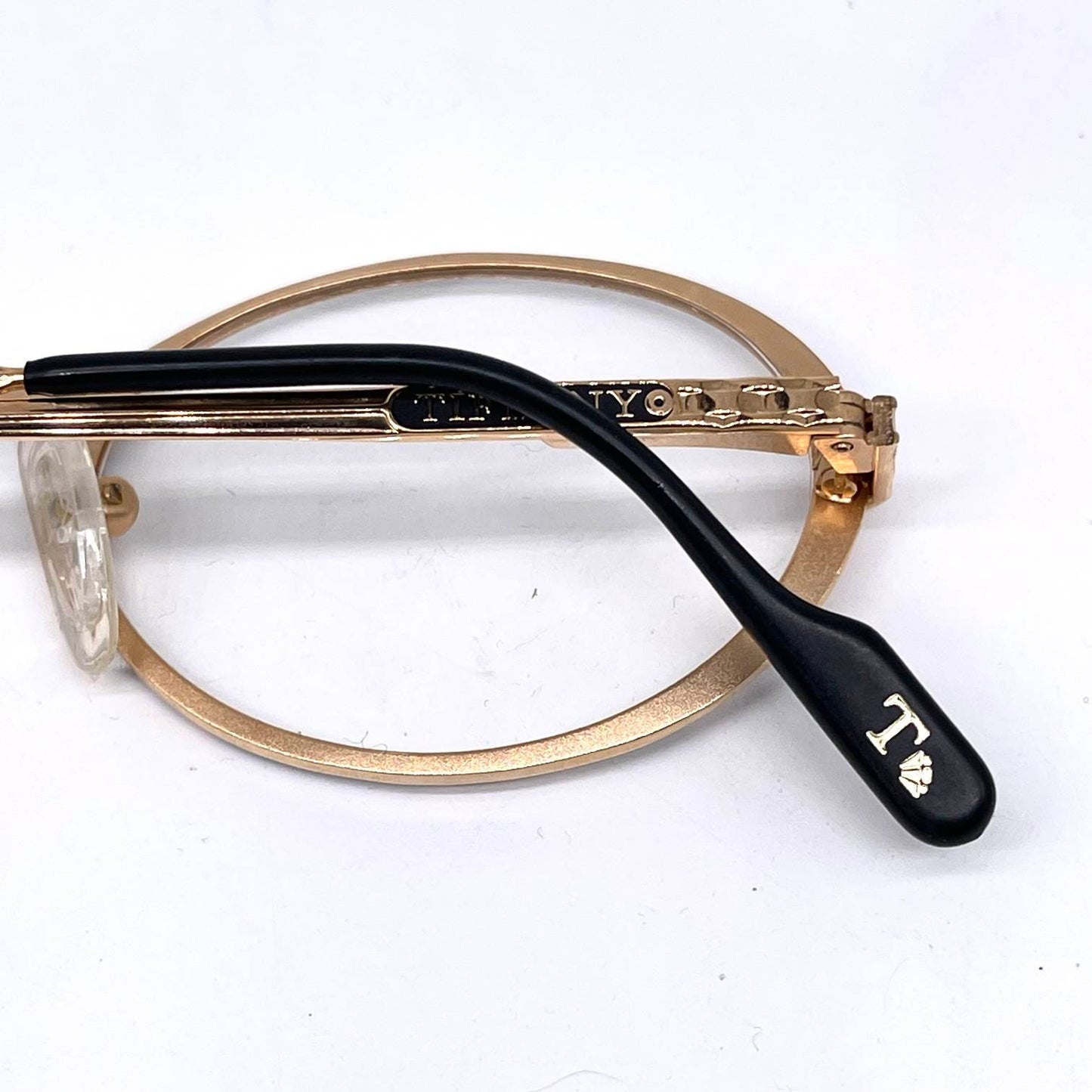 Tiffanys T73 23K Gold oval frames w tortoise rims, authentic Luxury vintage glasses hand made in Italy 80s NOS