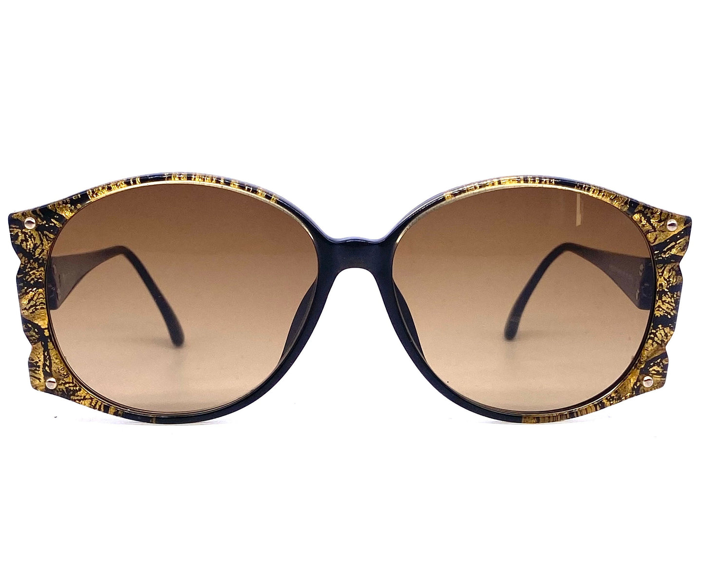 Christian Dior 2575 golden oversized cello/ metal Sunglasses with cutoff temples, 80s Germany NOS