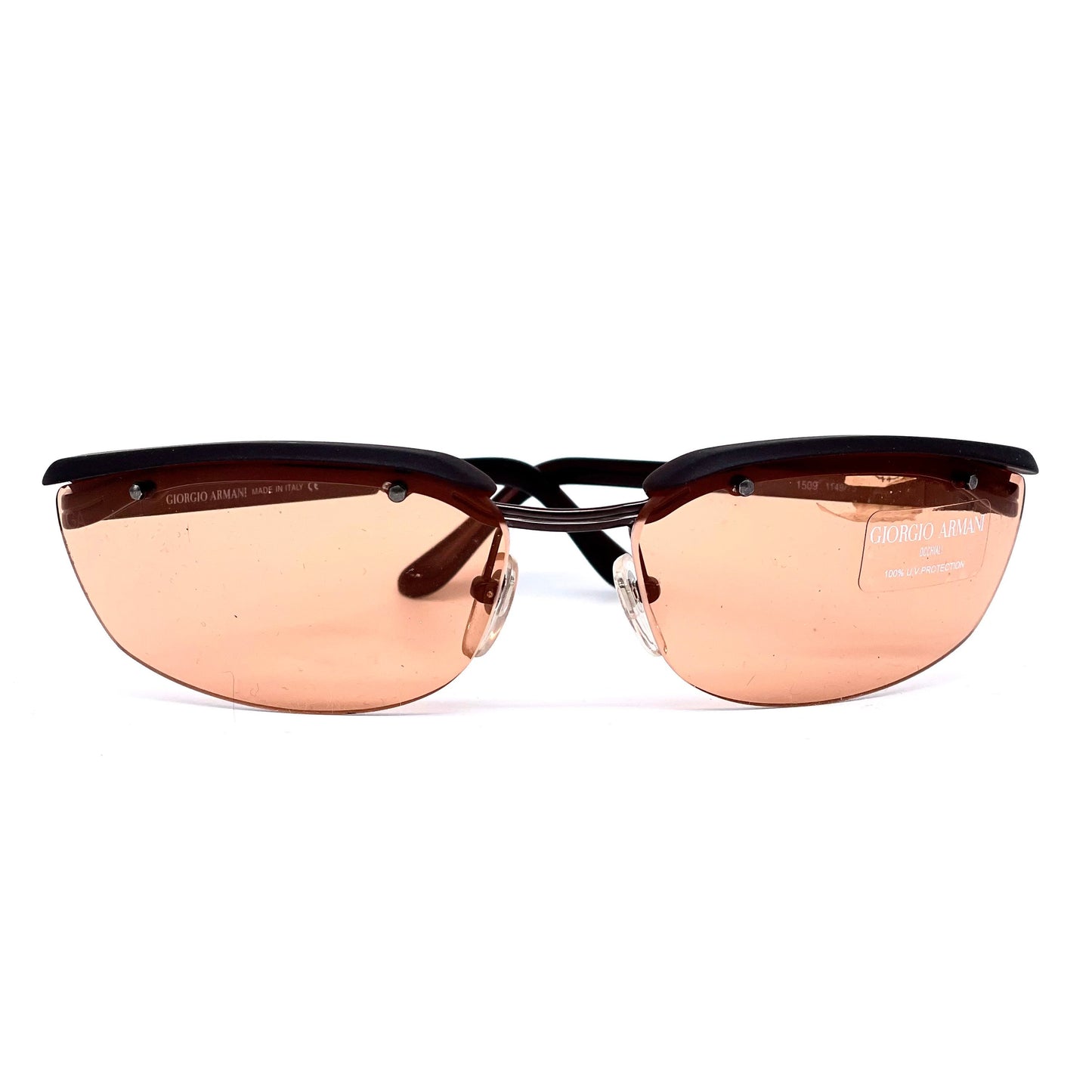 Giorgio Armani 1509 rimless modernist sunglasses orange lenses, NOS 90s