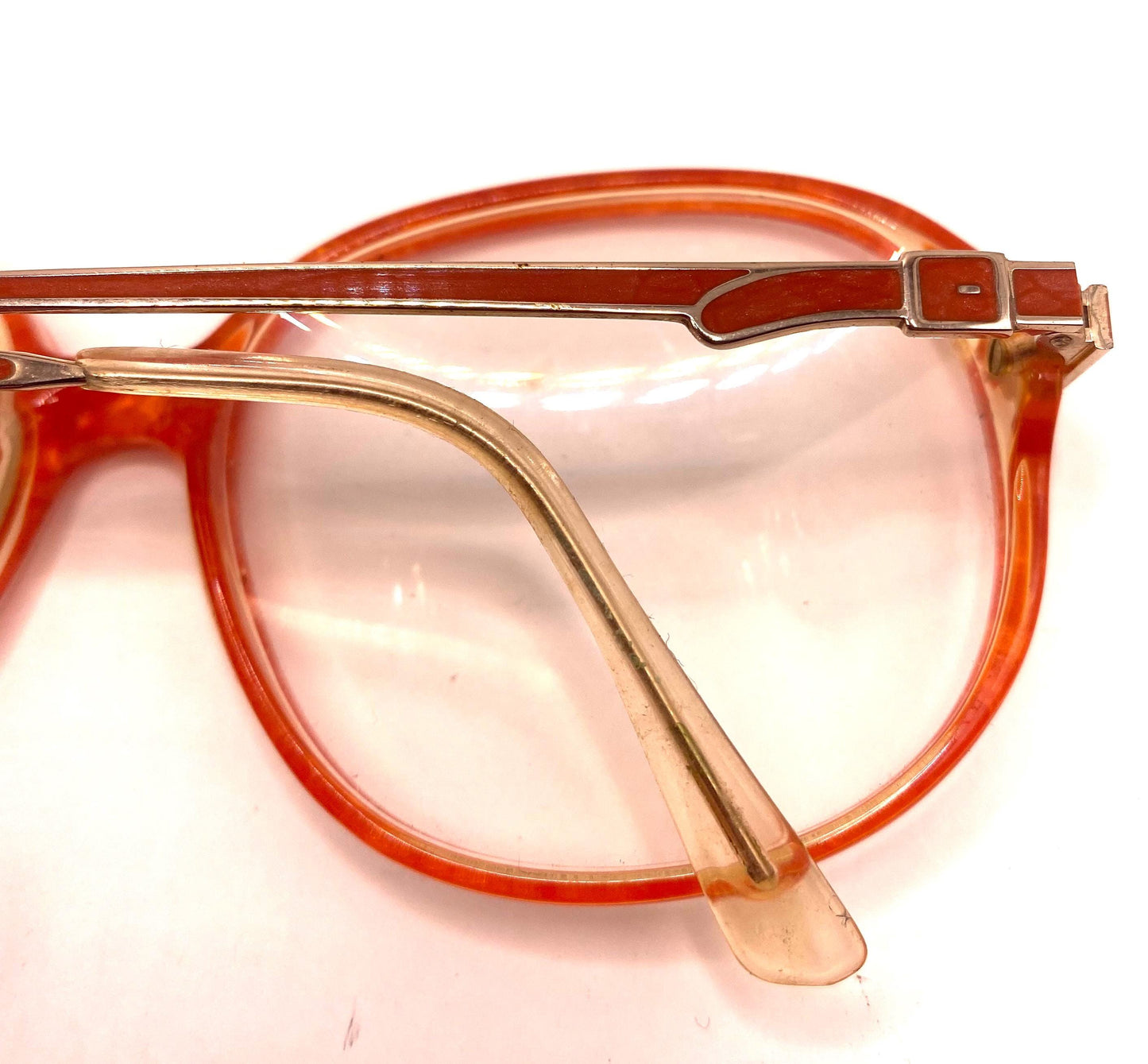 Roberta Di Camerino V35 oversized eyeglasses green/red marble frames w signature buckle temples, NOs 80s