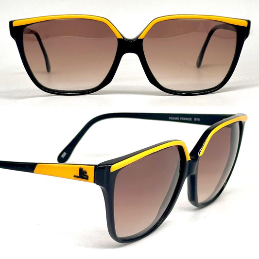 Jean-Louis Scherrer Paris frame 875 yellow and black design oversize sunglasses. 90s NOS France