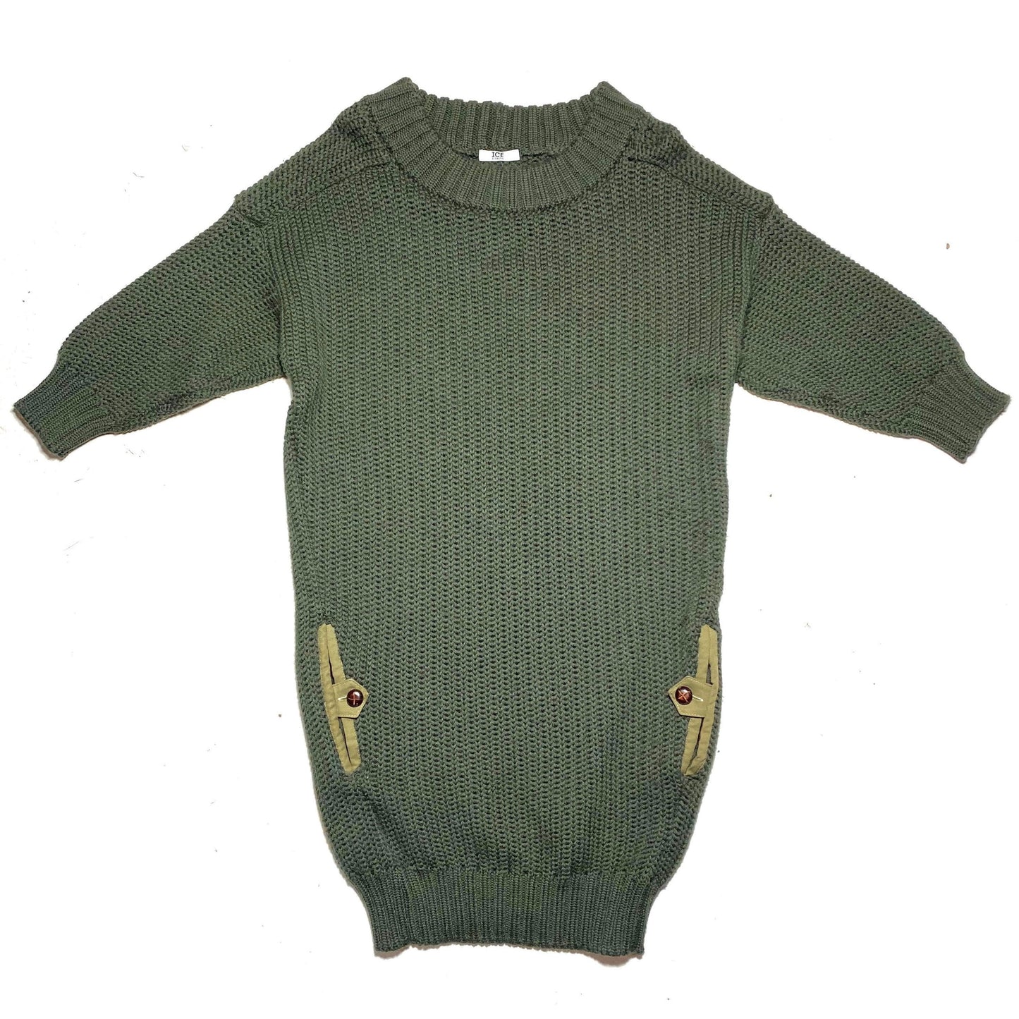 Abito maglione militare a trecce Iceberg con tasche, made in Italy anni '90, nuovo