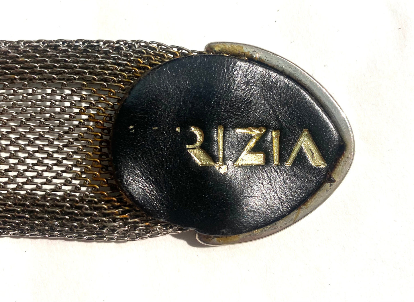 Krizia 80s rocker style belt, metal mesh, studs and black leather new old stock made in Italy