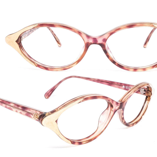 Christian Lacroix cute pink tortoise oval ladies frames w golden accents, NOS 80s