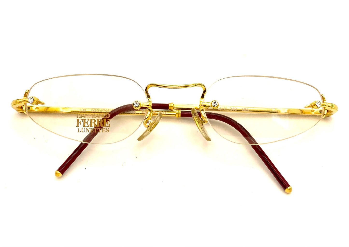 Gianfranco Ferré GFF rimless frames w Swarovski screw heads- pins, stunning and perfect 90s New Old Stock