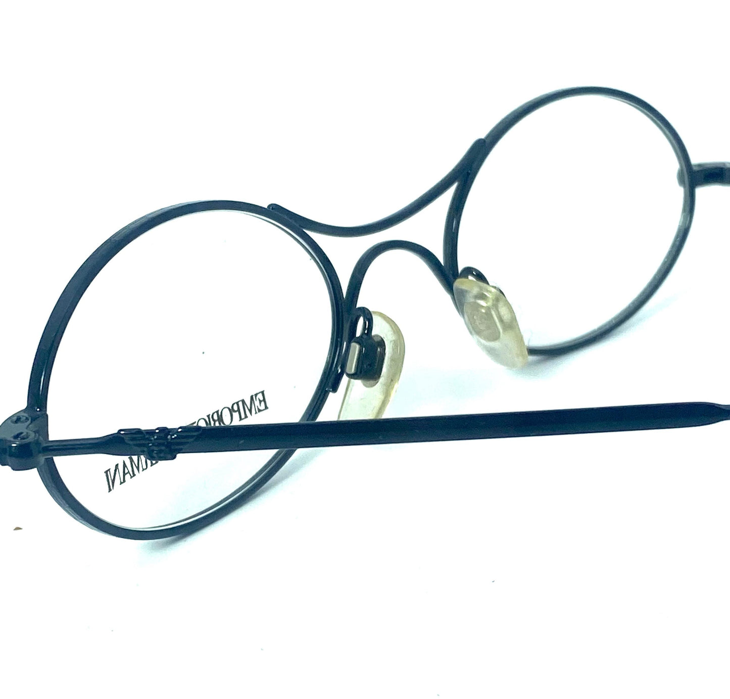 Emporio Armani 044 back metal oval cross bridge retro style eyeglasses made in Italy, 80s NOS mint