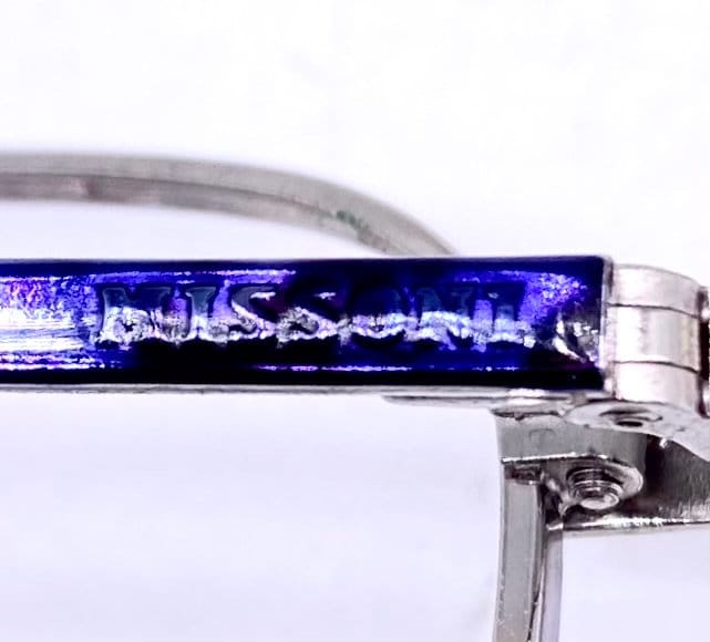 Missoni M833 square dbl bridge glasses in silver metal w blue tortoise alike pattern, NOS 80s Italy