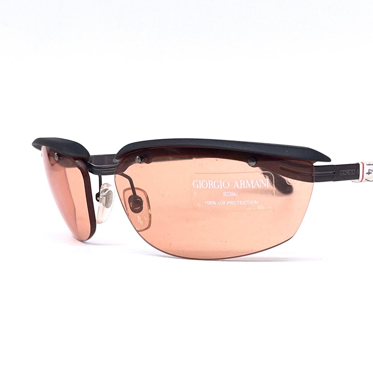 Giorgio Armani 1509 rimless modernist sunglasses orange lenses, NOS 90s