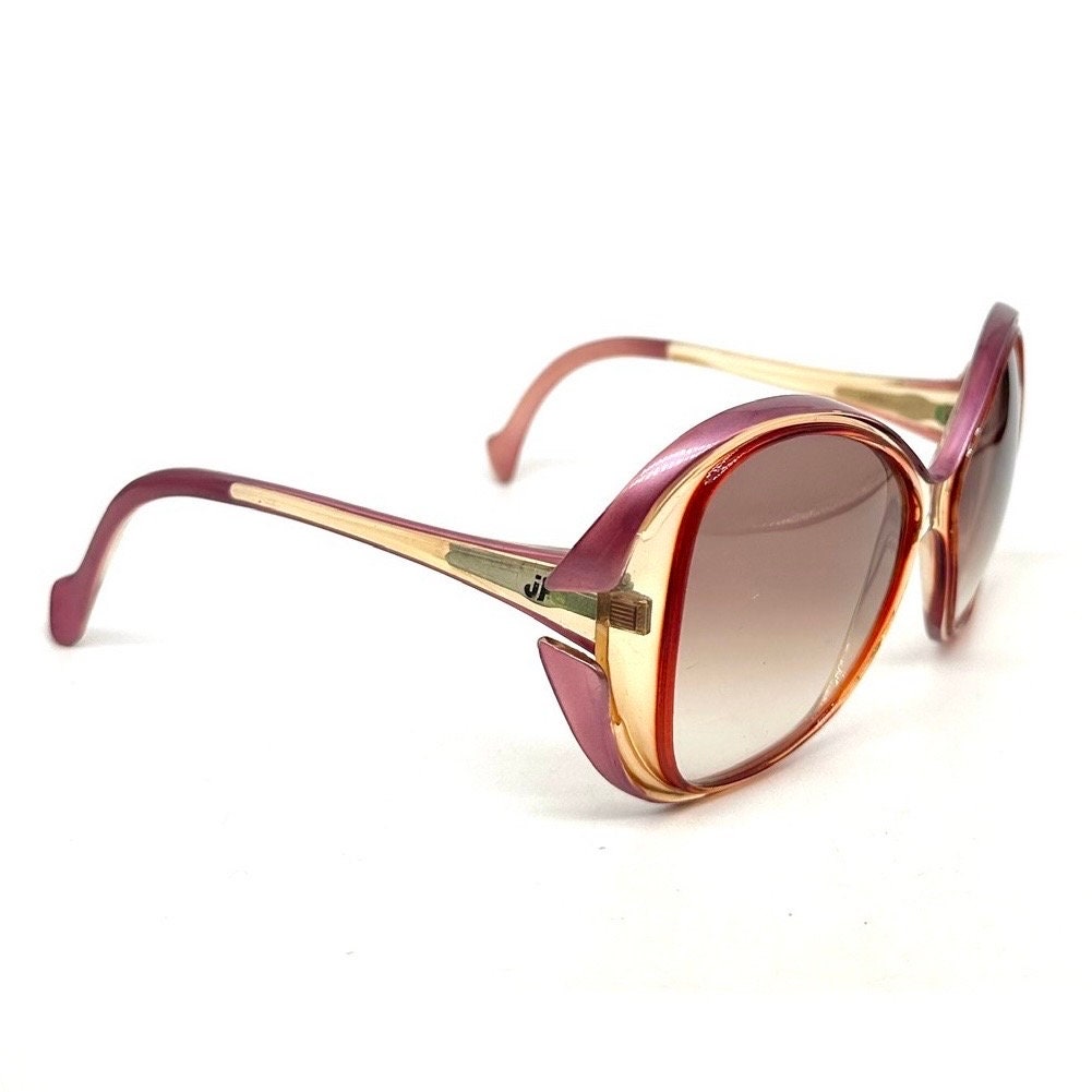 Jacques FATH VERLAINE pink/red spacey oversized sunglasses, 1970s hand made France