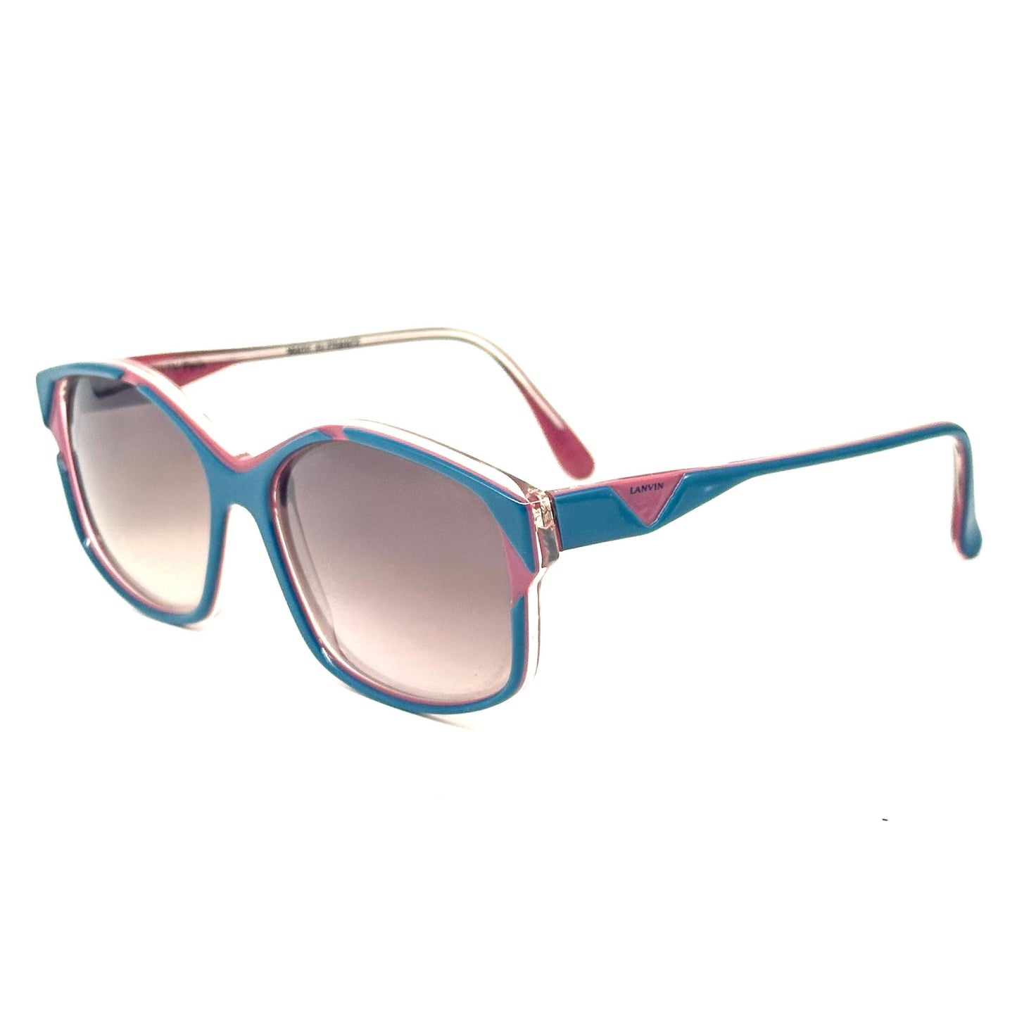 Lanvin Paris SL 606 B58 cobalt blue and purple futuristic design sunglasses vintage from 80s Made in France