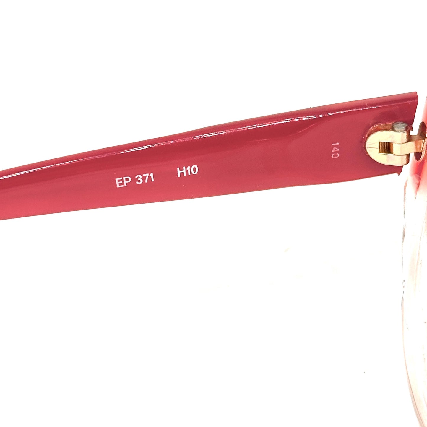 Emilio Pucci 371 half red spotted textured clear eyewear detailed with curved trail logo 80s Made in Florence