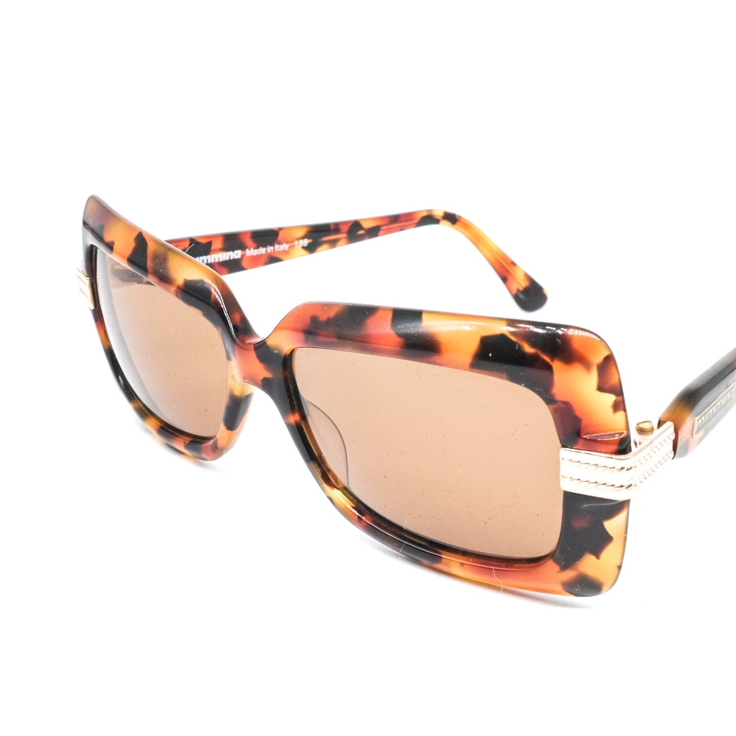 Mimmina vintage square butterly sunglasses in brown tortoise acetate made in Italy nos 80s