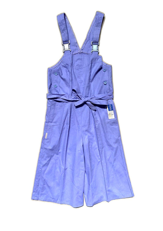 Vagabond NOS 80s lilac cotton summer dungaree w shorts- utility clasp straps, sz 12, S-M
