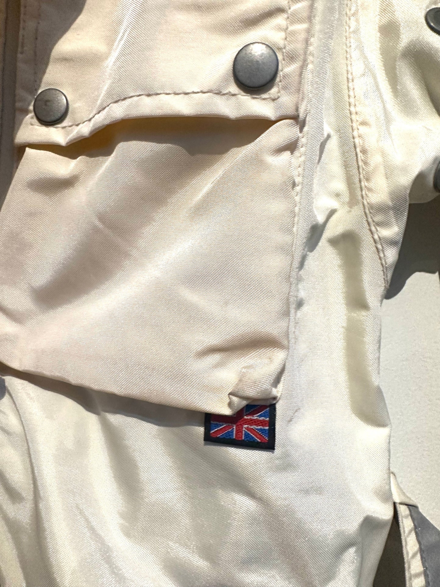 Belstaff NOS 90s cream nylon biker jacket sz 40 , mint with tags