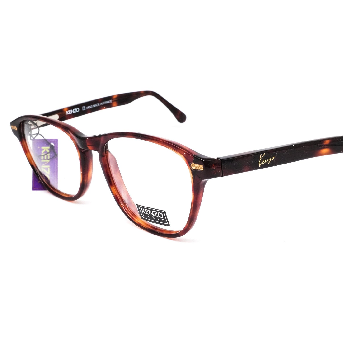 Kenzo k067 retro square tortoise keyhole celluloid eyeglasses frames, 80s France