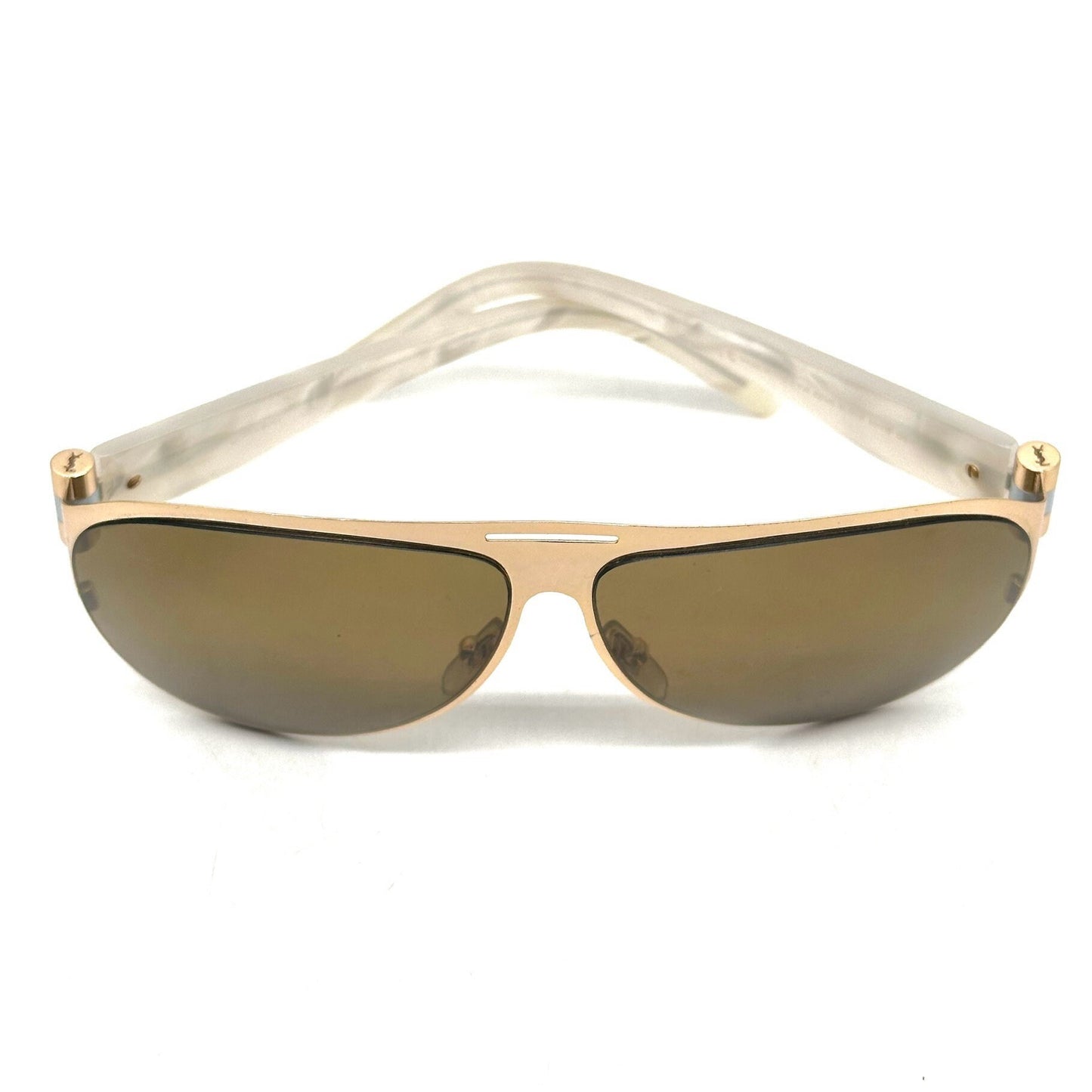 Yves Saint Laurent 6211/S sunglasses in gold and white mother of pearl temples YSL 90s NoS
