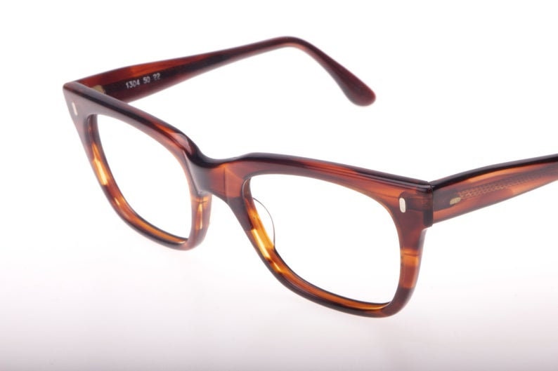 60s NOS square tortoise glasses with silver steel pins, very rockabilly, brand new in 2 sizes