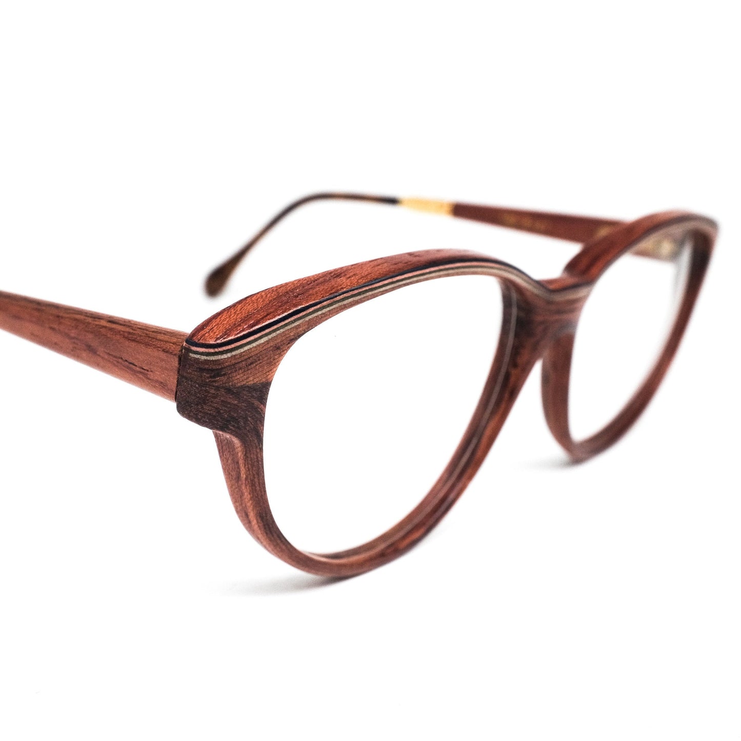 Woodlook Paris real wood cateye eyeglasses frames hand crafted in France, 80s NOS