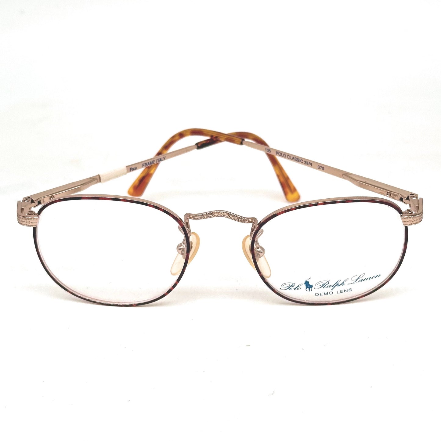 Ralph Lauren polo classic 33/N deco style Golden metal frames w tortoise details, NOS 80s