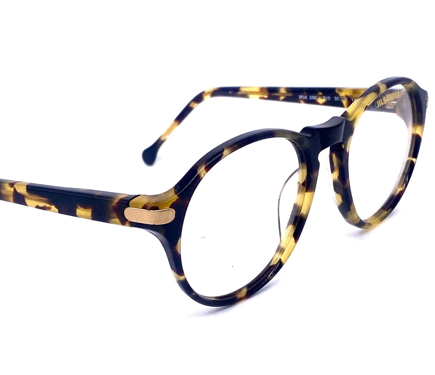 Jil Sander Demi amber round keyhole eyeglasses frames made in Germany. 80s NOS