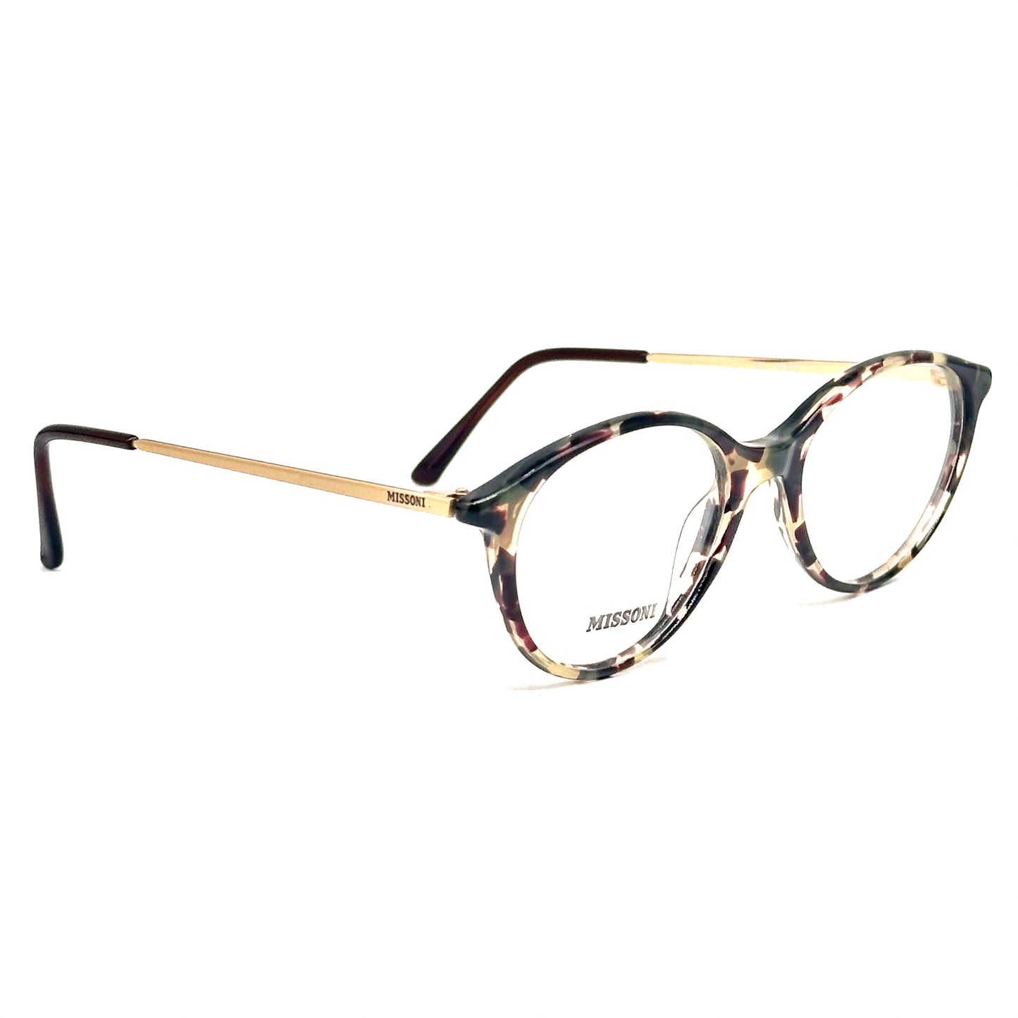 Missoni M882 dark tortoise glasses, classic pantos style w golden temples Nos 80s Italy