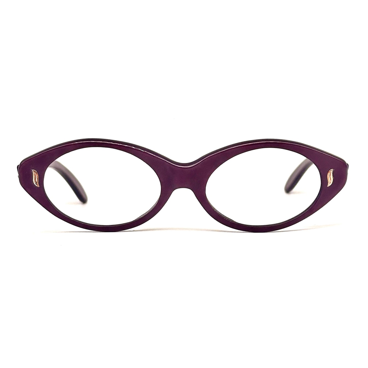 Baruffaldi eurostyle 2101 vintage burgundy cateye eyeglasses from 70s with golden leaves details