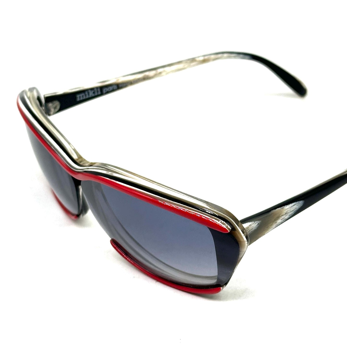 Alain Mikli 42 oval square white pearl or black/red acetate sunglasses, 90s NOS made in France
