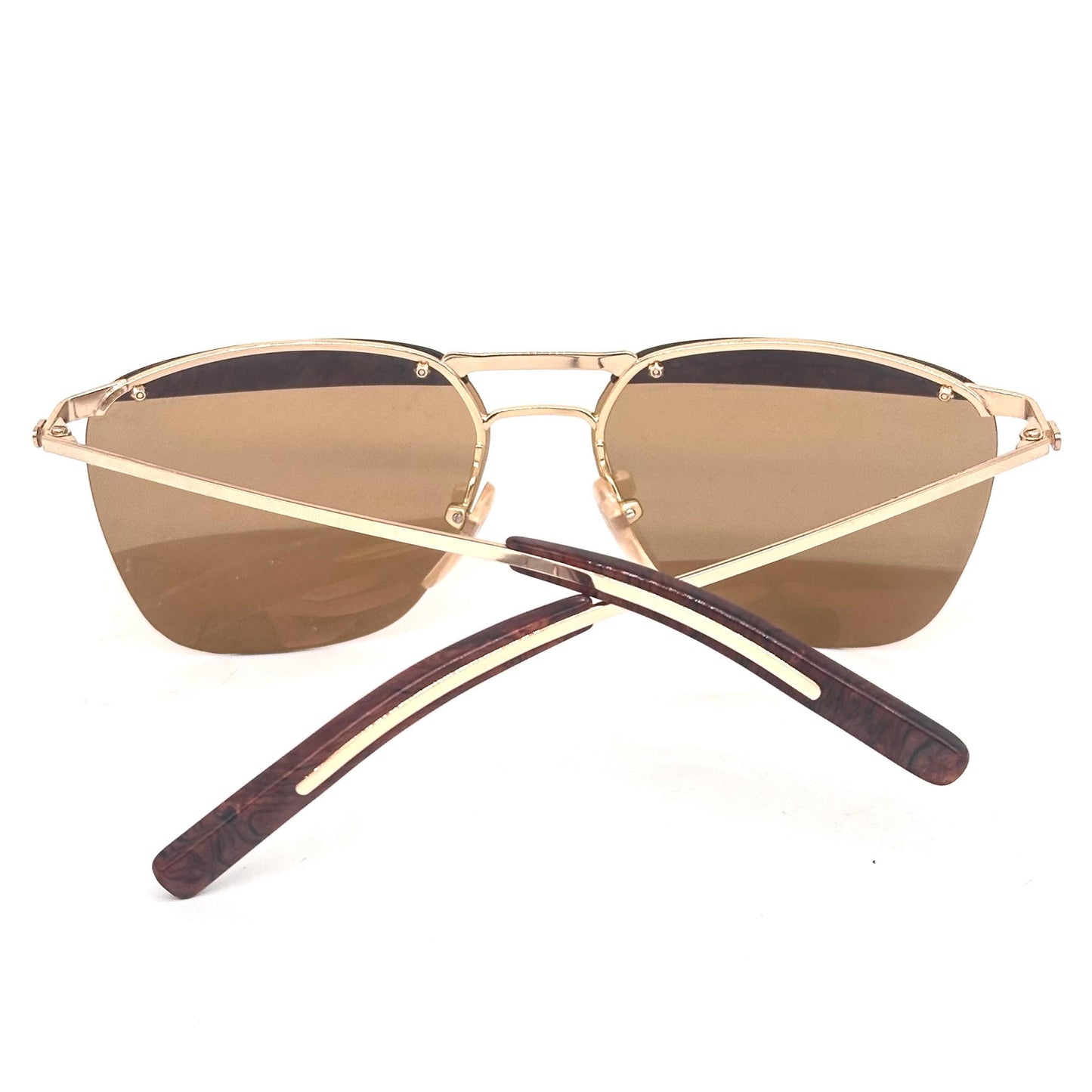 Valentino MOD 606 vintage rare golden sunglasses with fluid marble brown parts 80s NOS Made in italy