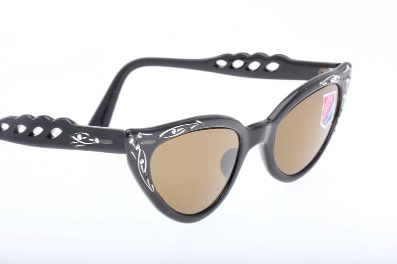 1950s NOS jeweled Cateye sunglasses hand made in France, mint