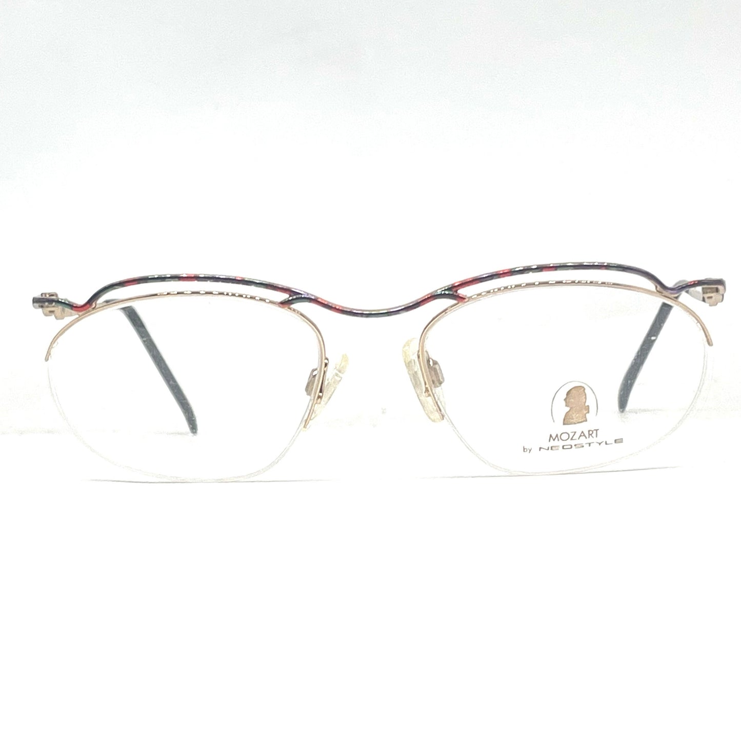 Neostyle Mozart modernist rimless eyeglasses gold/ multicolor enamel, NOs 80s