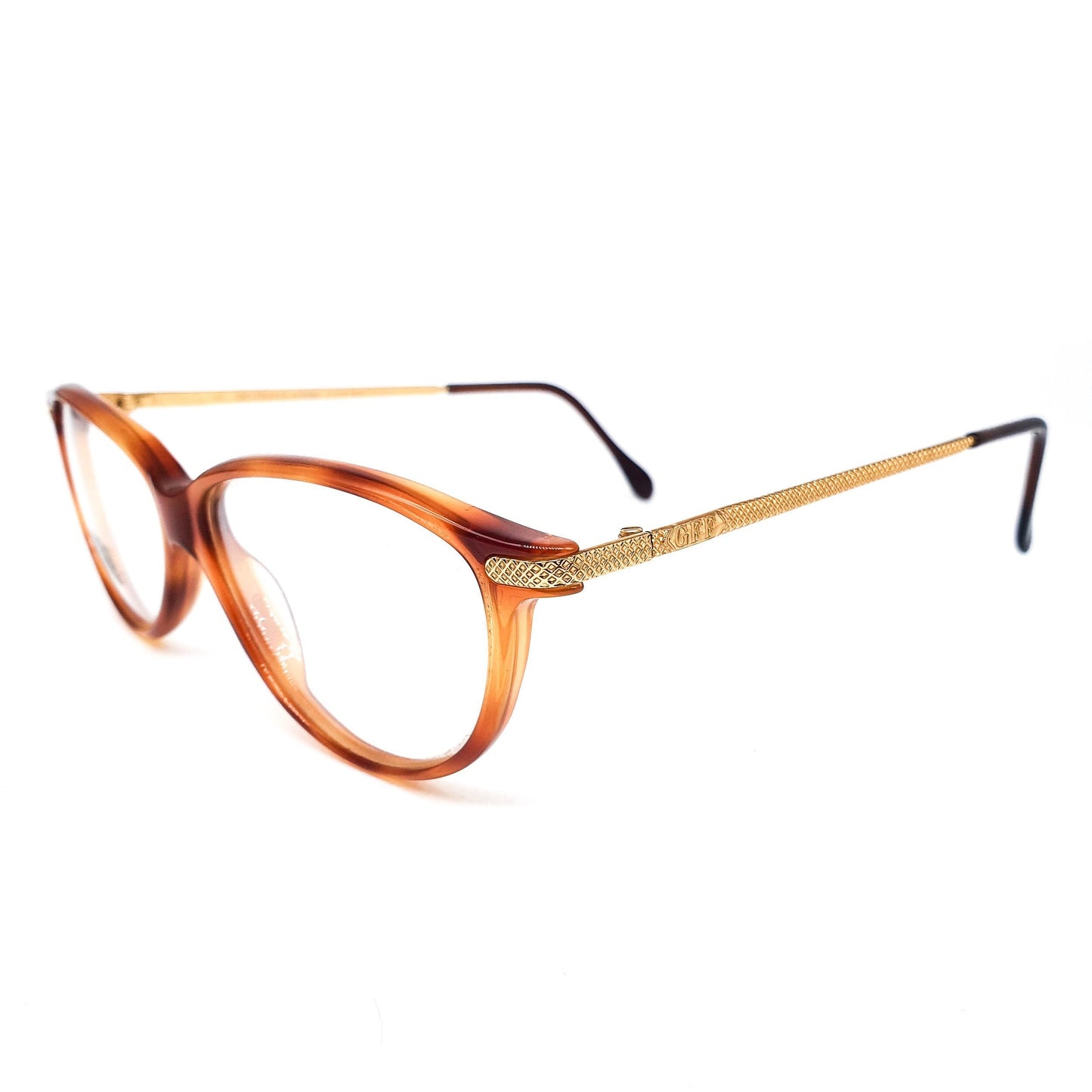 Gianfranco Ferre GFF 72 vintage oval blonde cello eyeglasses, 1980s NOS Italy