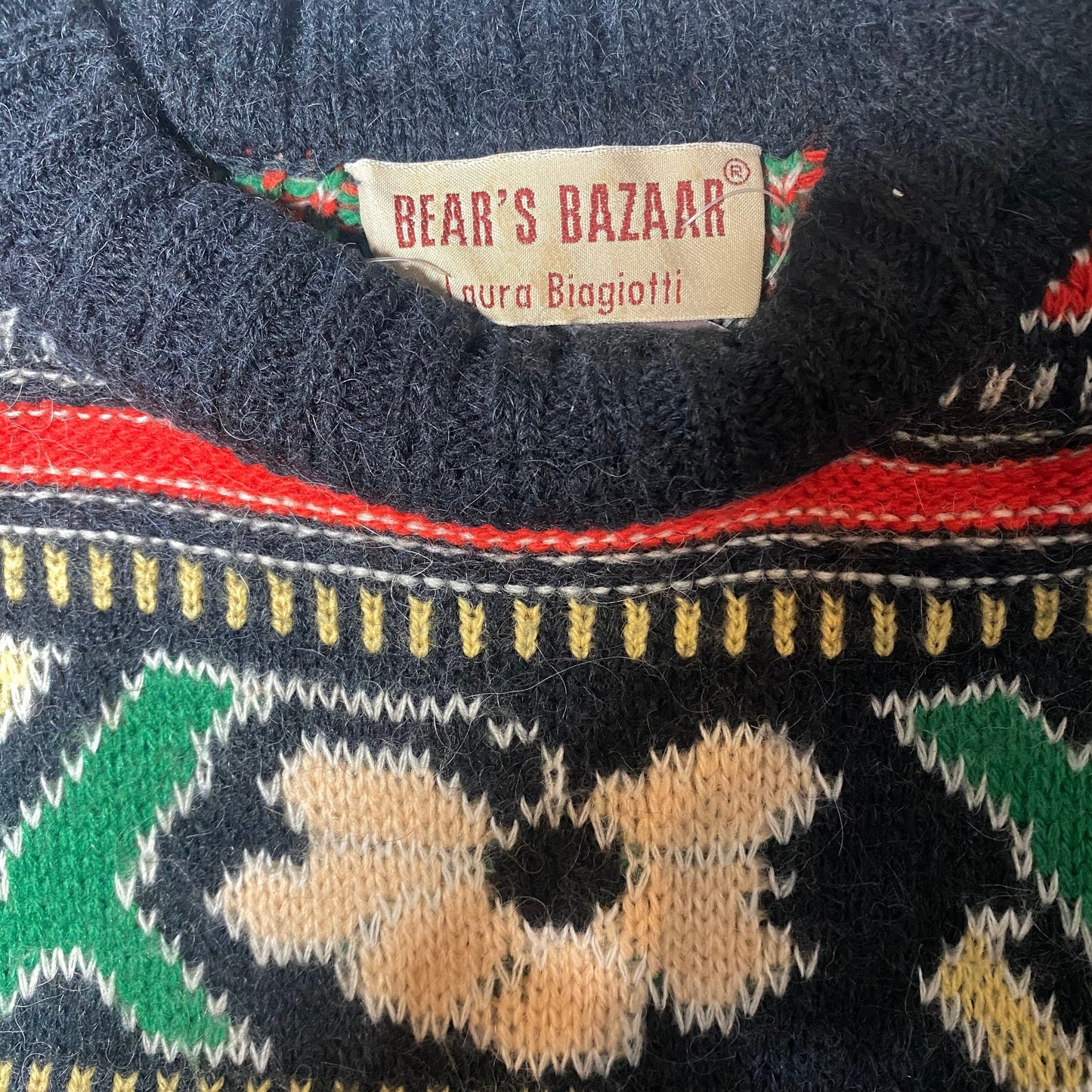 Biagiotti wool / alpaca blend Christmas sweater with geometrical / floral allover, 80s Mint condition