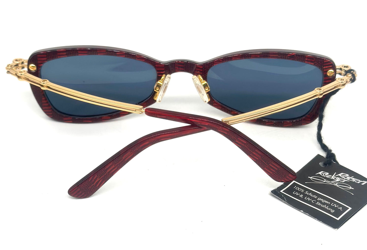 Robert Rudger burgundy gold steampunk sunglasses made in Austria, rare 90s NOS