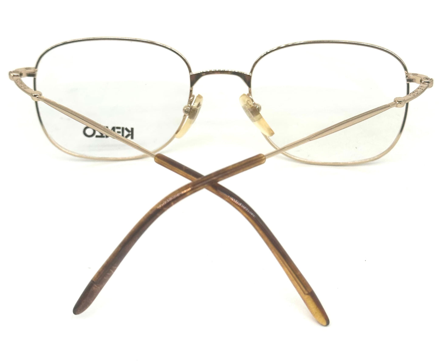 Kenzo Editeur square gold frames w tortoise enameled rims, cool geek style , NOS 80s France