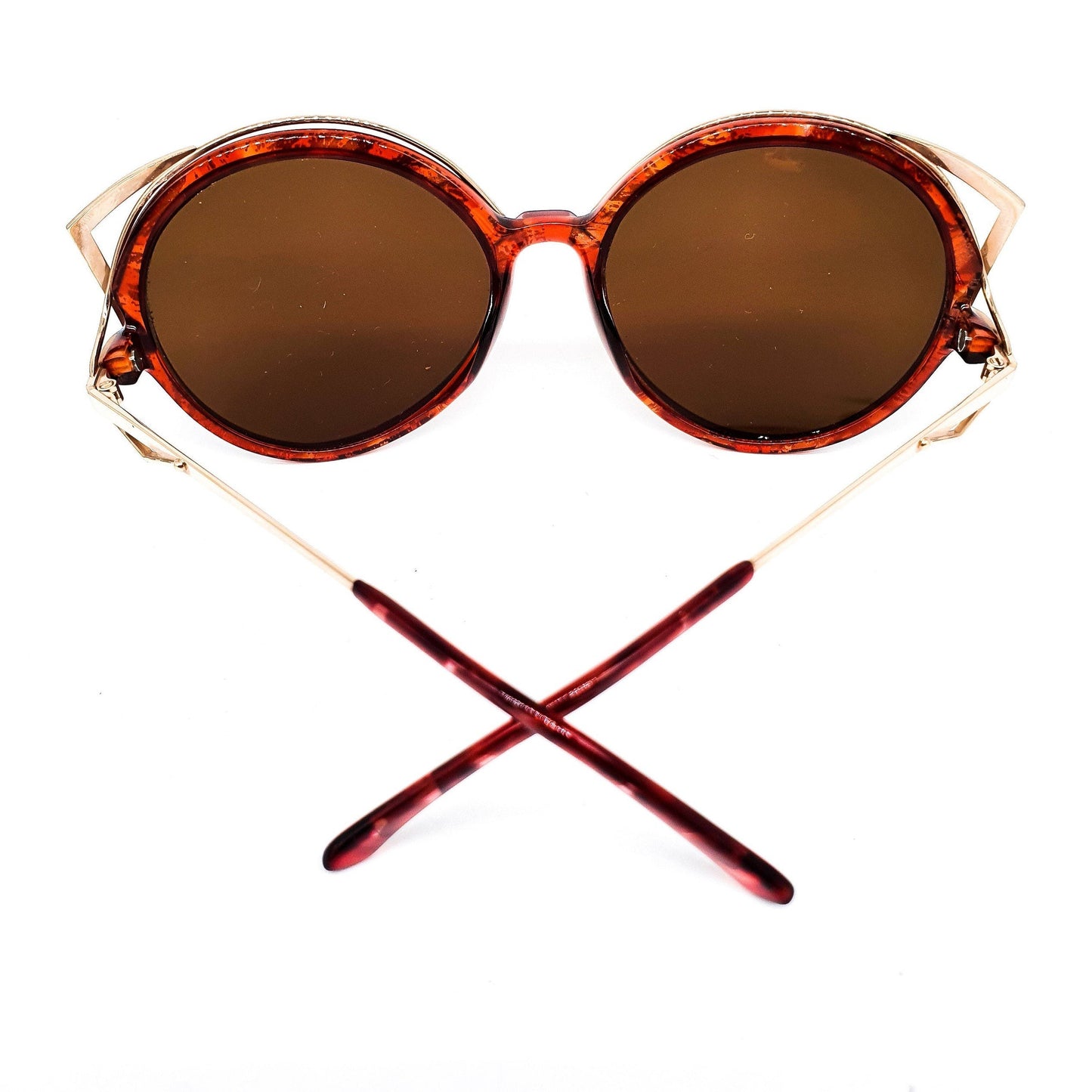 Christian Dior 2554 Oversized sunglasses with brown tortoiseshell edge and round golden rods, 80s NOS