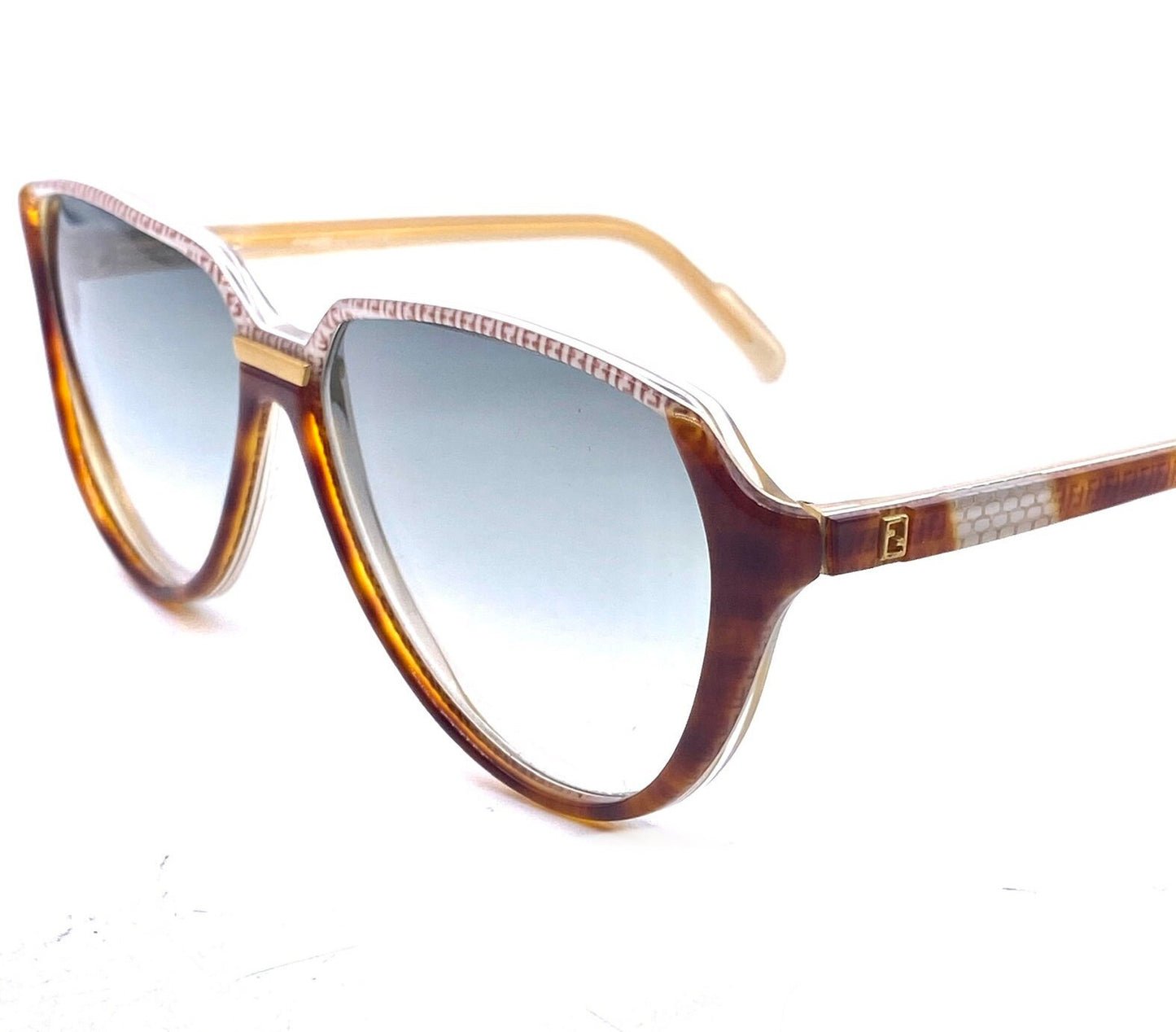 Fendi FV48 monogram drop shaped cello sunglasses made in Italy, 80s NOS