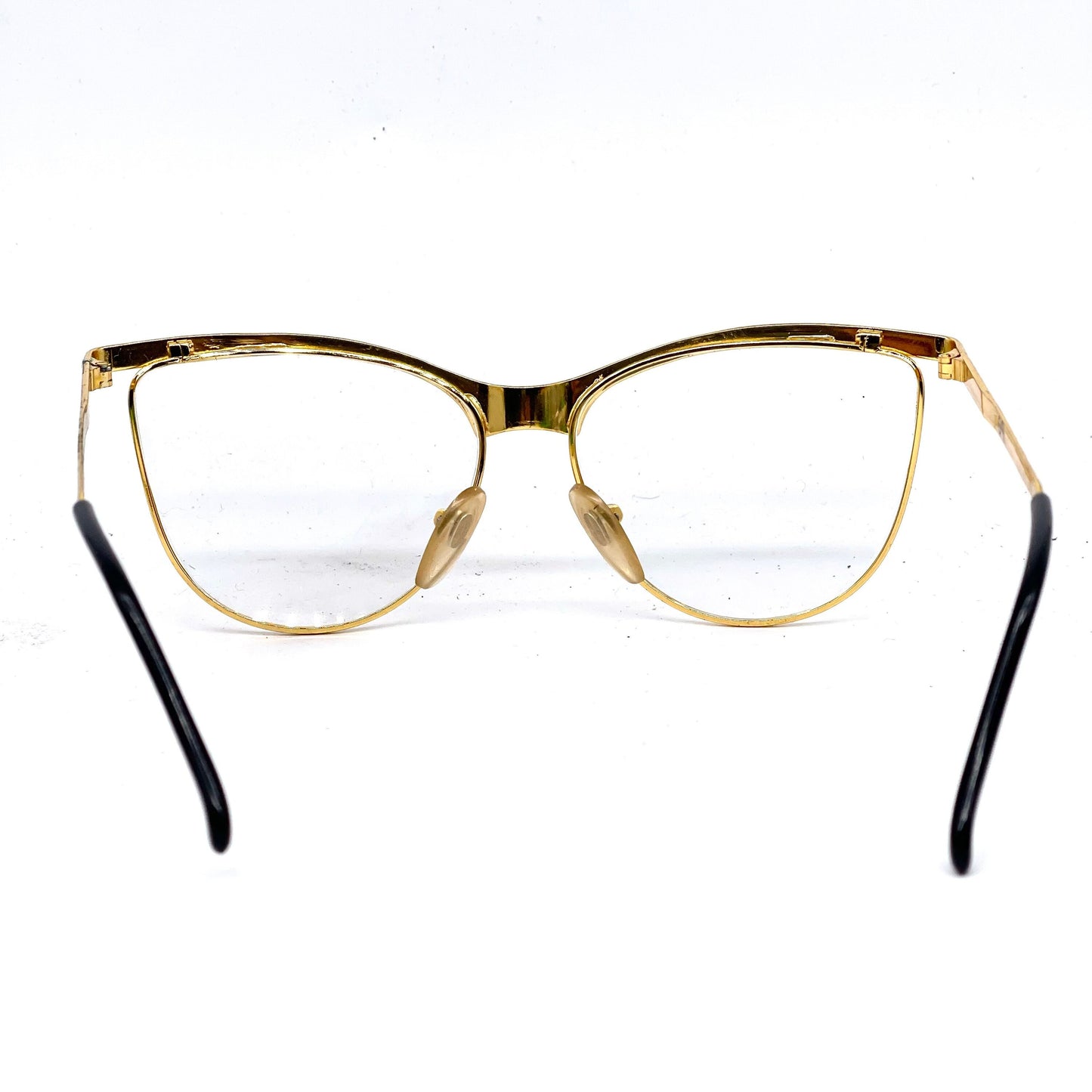 OAR golden metal cateye eyeglasses frames hand made in Italy, 1980s NOS