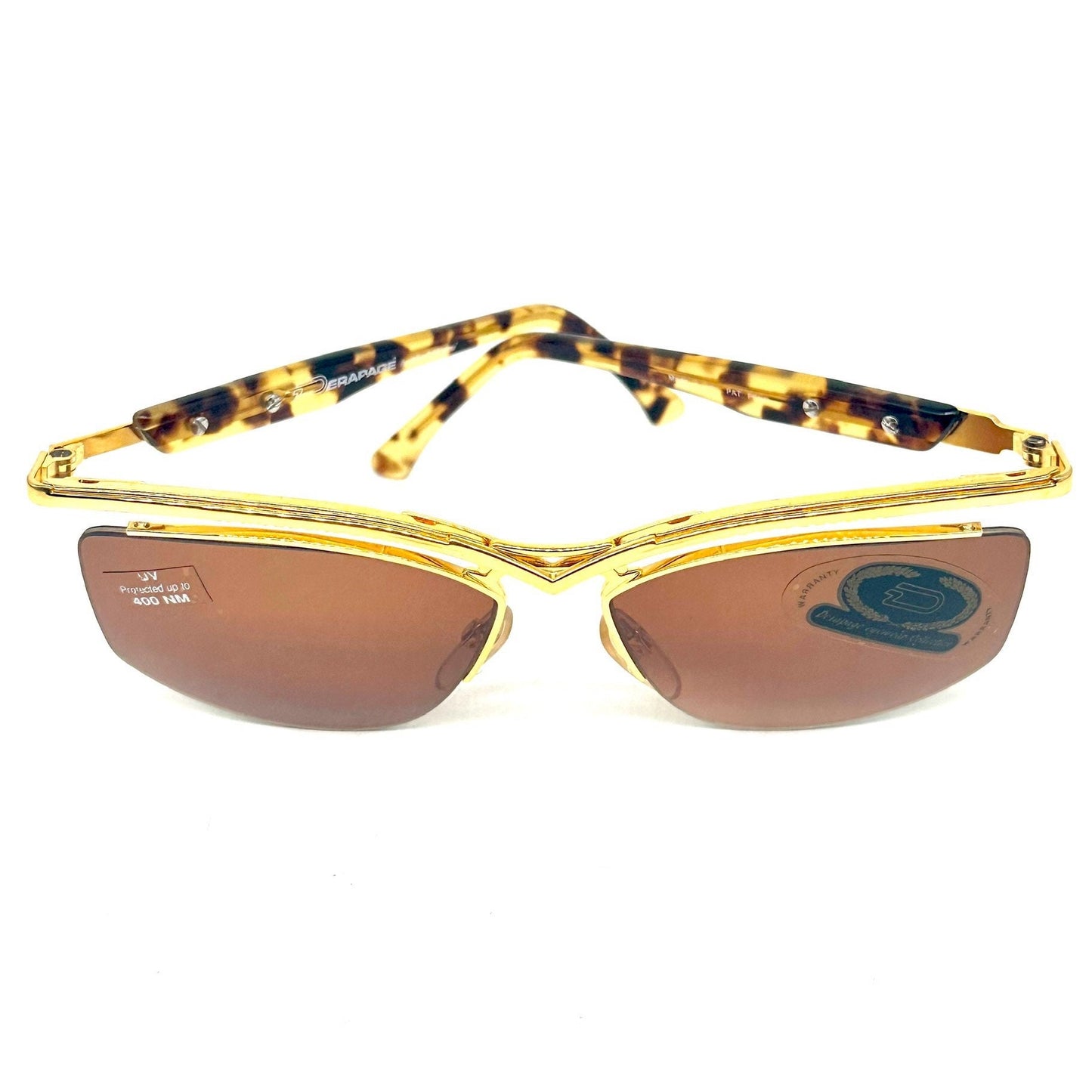 Dérapage luxury butterfly sunglasses in gold metal /tortoise cello, avant garde design made in Italy 90s NoS
