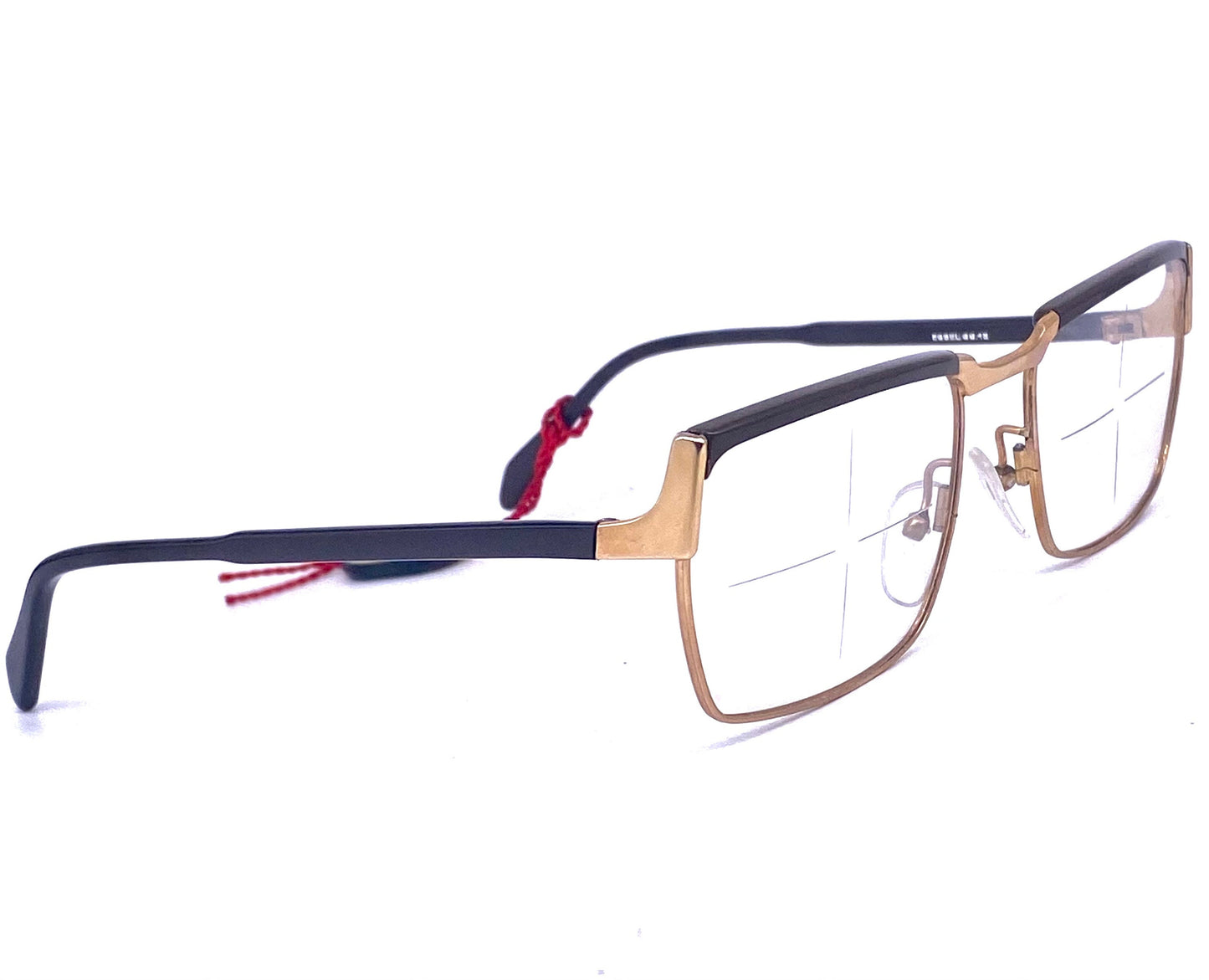Essel Boutique NOS 60s square gold frames w dark brown coating on the brows and temples, with tag